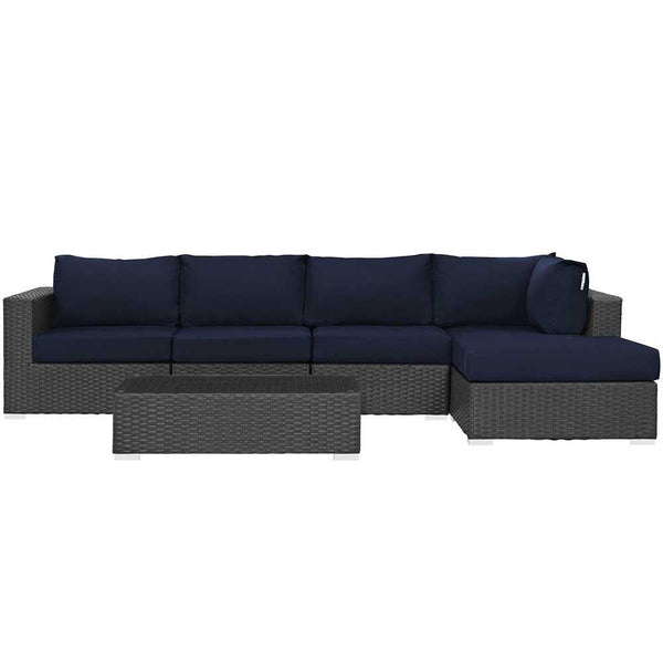 Modway Sojourn 5 Piece Outdoor Patio Sunbrella Sectional Set - EEI-1886 | Outdoor Sofas, Loveseats & Sectionals | Modishstore-2