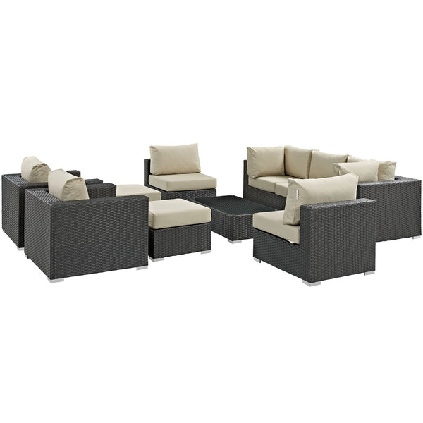 Modway Sojourn 10 Piece Outdoor Patio Sectional Set