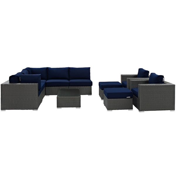 Modway Sojourn 10 Piece Outdoor Patio Sectional Set