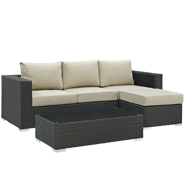 Modway Sojourn 3 Piece Outdoor Patio Sunbrella Sectional Set - EEI-1889 | Outdoor Sofas, Loveseats & Sectionals | Modishstore-31