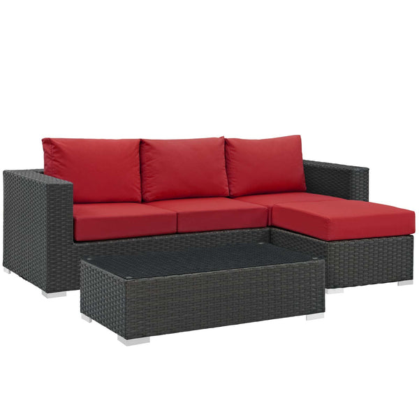 Modway Sojourn 3 Piece Outdoor Patio Sunbrella Sectional Set - EEI-1889 | Outdoor Sofas, Loveseats & Sectionals | Modishstore-33