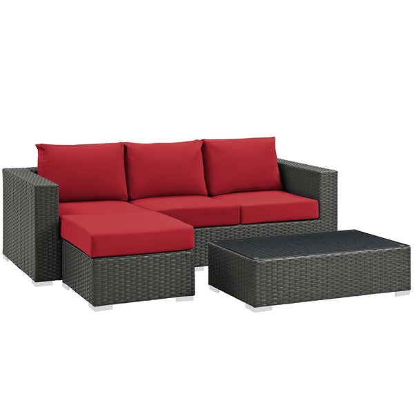 Modway Sojourn 3 Piece Outdoor Patio Sunbrella Sectional Set - EEI-1889 | Outdoor Sofas, Loveseats & Sectionals | Modishstore-26