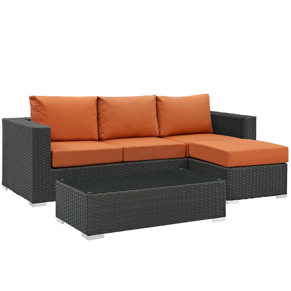 Modway Sojourn 3 Piece Outdoor Patio Sunbrella Sectional Set - EEI-1889 | Outdoor Sofas, Loveseats & Sectionals | Modishstore-29