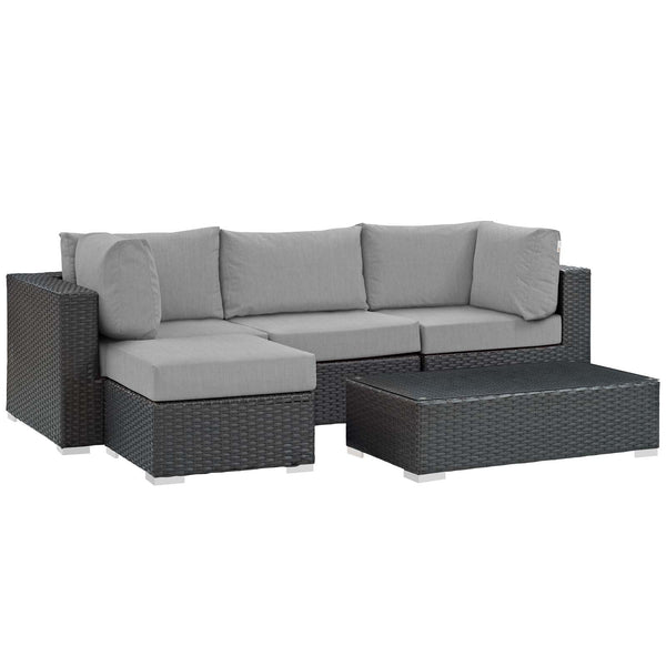 Modway Sojourn 5 Piece Outdoor Patio Sunbrella Sectional Set - EEI-1890 | Outdoor Sofas, Loveseats & Sectionals | Modishstore-31