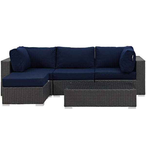 Modway Sojourn 5 Piece Outdoor Patio Sunbrella Sectional Set - EEI-1890 | Outdoor Sofas, Loveseats & Sectionals | Modishstore-29