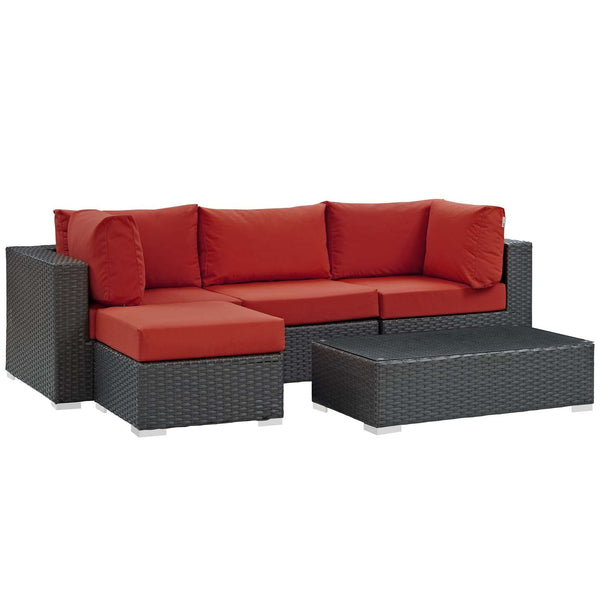 Modway Sojourn 5 Piece Outdoor Patio Sunbrella Sectional Set - EEI-1890 | Outdoor Sofas, Loveseats & Sectionals | Modishstore-32