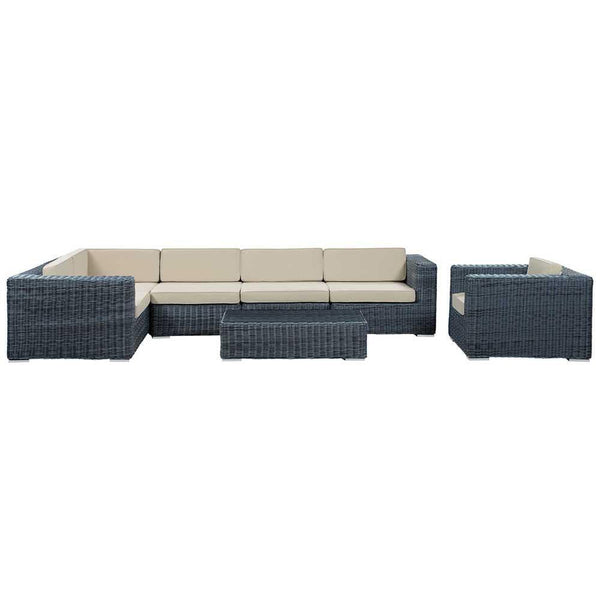 Modway Summon 7 Piece Outdoor Patio Sunbrella Sectional Set - EEI-1892 | Outdoor Sofas, Loveseats & Sectionals | Modishstore-4