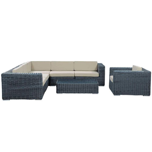 Modway Summon 7 Piece Outdoor Patio Sunbrella Sectional Set - EEI-1892 | Outdoor Sofas, Loveseats & Sectionals | Modishstore-6