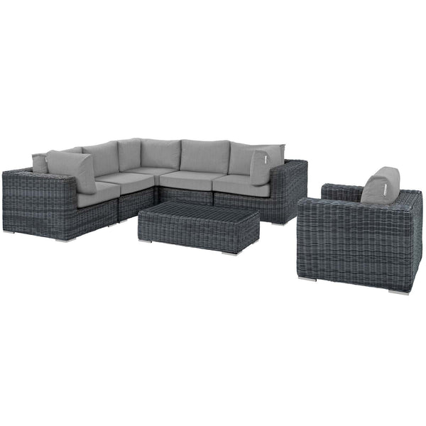 Modway Summon 7 Piece Outdoor Patio Sunbrella Sectional Set - EEI-1892 | Outdoor Sofas, Loveseats & Sectionals | Modishstore-28