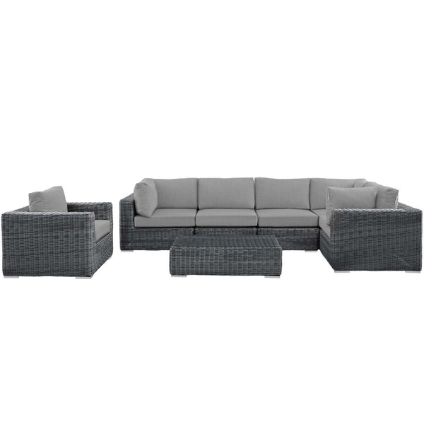 Modway Summon 7 Piece Outdoor Patio Sunbrella Sectional Set - EEI-1892 | Outdoor Sofas, Loveseats & Sectionals | Modishstore-26