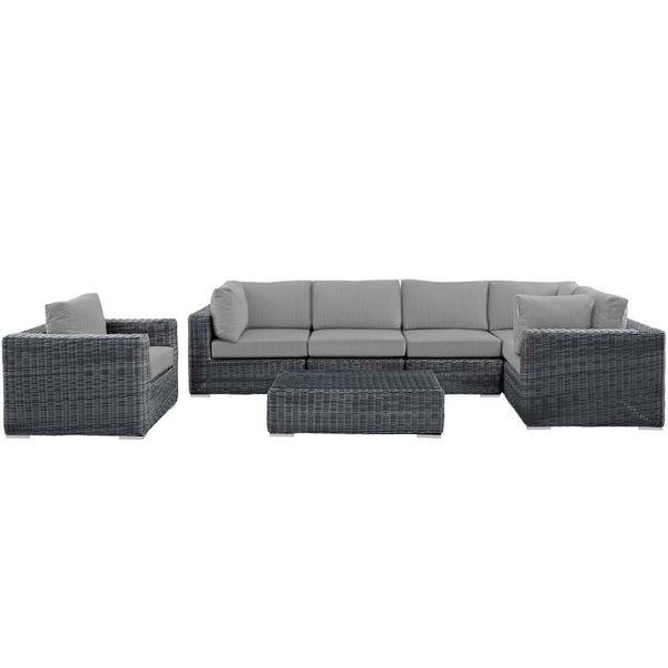 Modway Summon 7 Piece Outdoor Patio Sunbrella Sectional Set - EEI-1892 | Outdoor Sofas, Loveseats & Sectionals | Modishstore-29