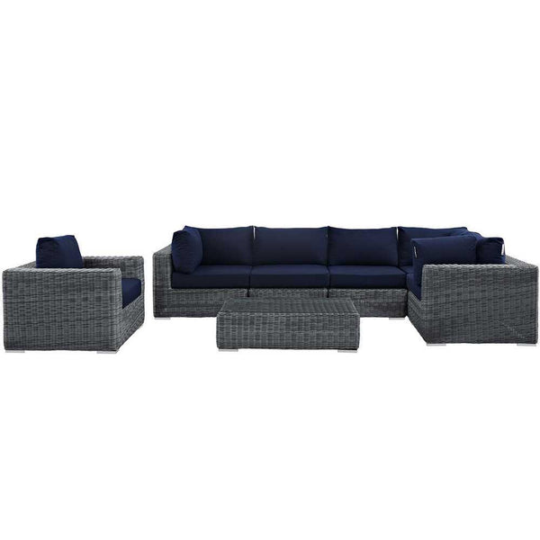 Modway Summon 7 Piece Outdoor Patio Sunbrella Sectional Set - EEI-1892 | Outdoor Sofas, Loveseats & Sectionals | Modishstore-11