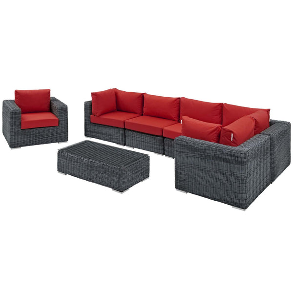 Modway Summon 7 Piece Outdoor Patio Sunbrella Sectional Set - EEI-1892 | Outdoor Sofas, Loveseats & Sectionals | Modishstore-31