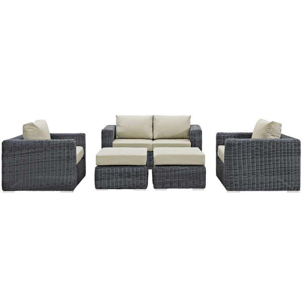 Modway Summon 5 Piece Outdoor Patio Sunbrella Sectional Set - EEI-1893 | Outdoor Sofas, Loveseats & Sectionals | Modishstore-2