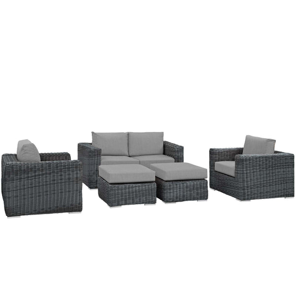 Modway Summon 5 Piece Outdoor Patio Sunbrella Sectional Set - EEI-1893 | Outdoor Sofas, Loveseats & Sectionals | Modishstore-28