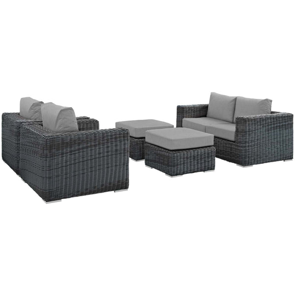 Modway Summon 5 Piece Outdoor Patio Sunbrella Sectional Set - EEI-1893 | Outdoor Sofas, Loveseats & Sectionals | Modishstore-29