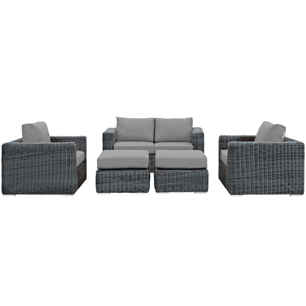 Modway Summon 5 Piece Outdoor Patio Sunbrella Sectional Set - EEI-1893 | Outdoor Sofas, Loveseats & Sectionals | Modishstore-30