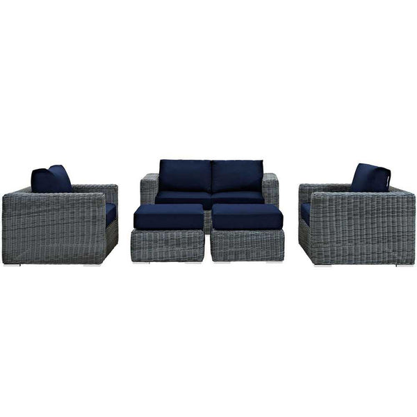 Modway Summon 5 Piece Outdoor Patio Sunbrella Sectional Set - EEI-1893 | Outdoor Sofas, Loveseats & Sectionals | Modishstore-9