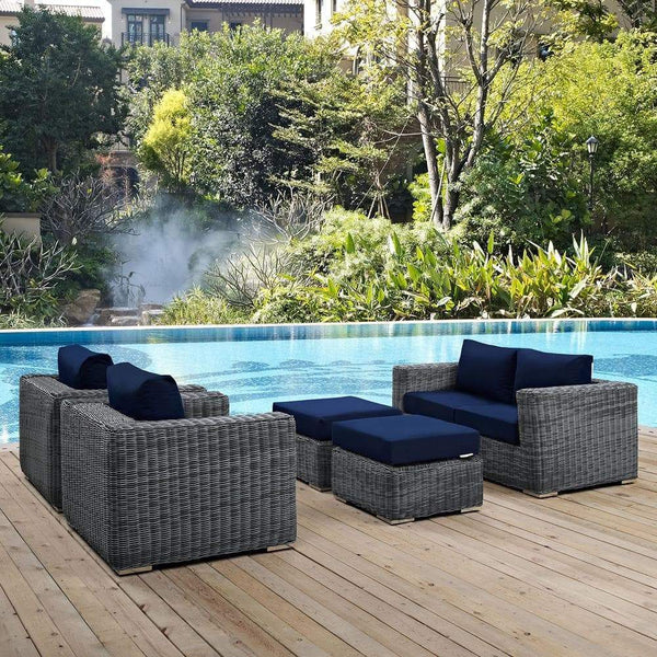 Modway Summon 5 Piece Outdoor Patio Sunbrella Sectional Set - EEI-1893 | Outdoor Sofas, Loveseats & Sectionals | Modishstore-15