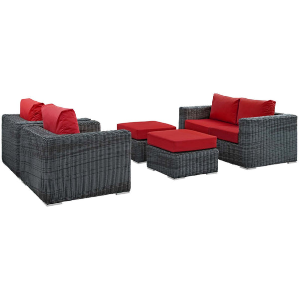 Modway Summon 5 Piece Outdoor Patio Sunbrella Sectional Set - EEI-1893 | Outdoor Sofas, Loveseats & Sectionals | Modishstore-25