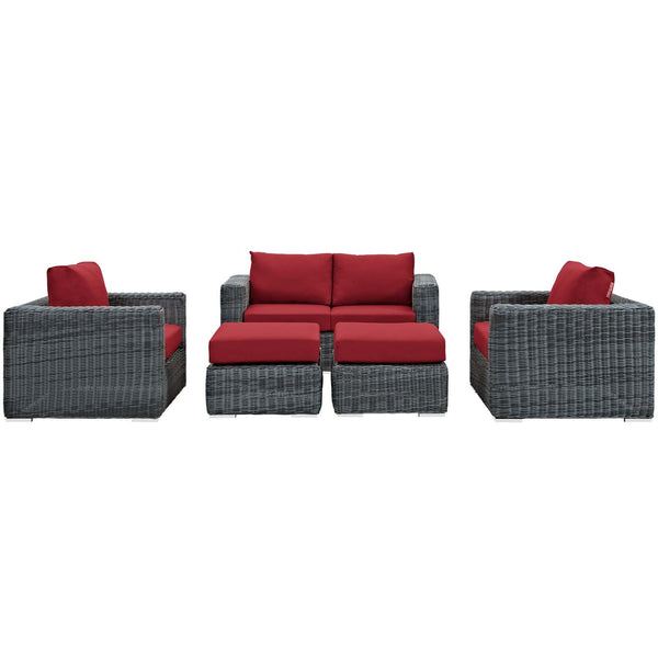 Modway Summon 5 Piece Outdoor Patio Sunbrella Sectional Set - EEI-1893 | Outdoor Sofas, Loveseats & Sectionals | Modishstore-26