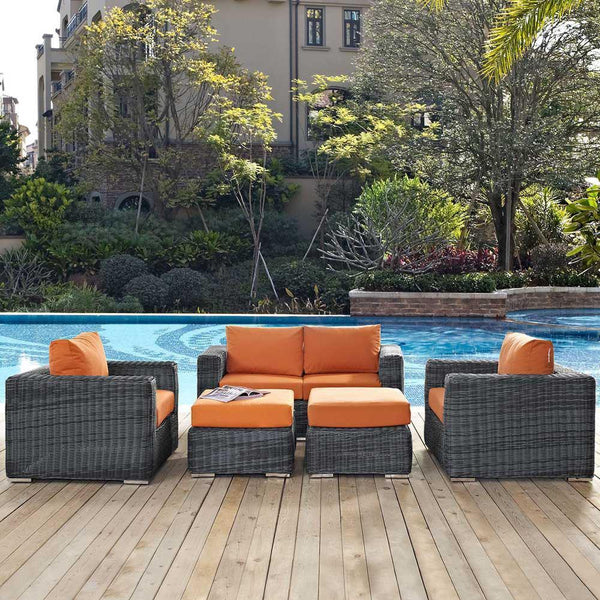 Modway Summon 5 Piece Outdoor Patio Sunbrella Sectional Set - EEI-1893 | Outdoor Sofas, Loveseats & Sectionals | Modishstore-20