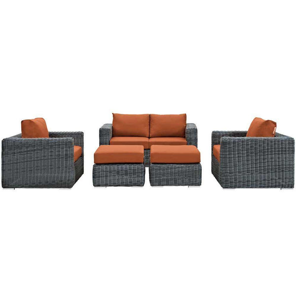 Modway Summon 5 Piece Outdoor Patio Sunbrella Sectional Set - EEI-1893 | Outdoor Sofas, Loveseats & Sectionals | Modishstore-17