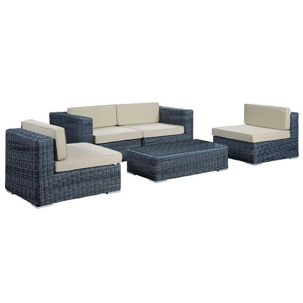 Modway Summon 5 Piece Sunbrella Outdoor Patio Sectional Set | Outdoor Sofas, Loveseats & Sectionals | Modishstore-23