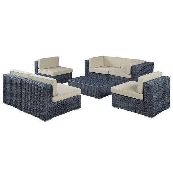 Modway Summon 7 Piece Outdoor Patio Sunbrella Sectional Set - EEI-1897 | Outdoor Sofas, Loveseats & Sectionals | Modishstore-4