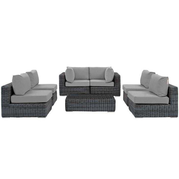 Modway Summon 7 Piece Outdoor Patio Sunbrella Sectional Set - EEI-1897 | Outdoor Sofas, Loveseats & Sectionals | Modishstore-28