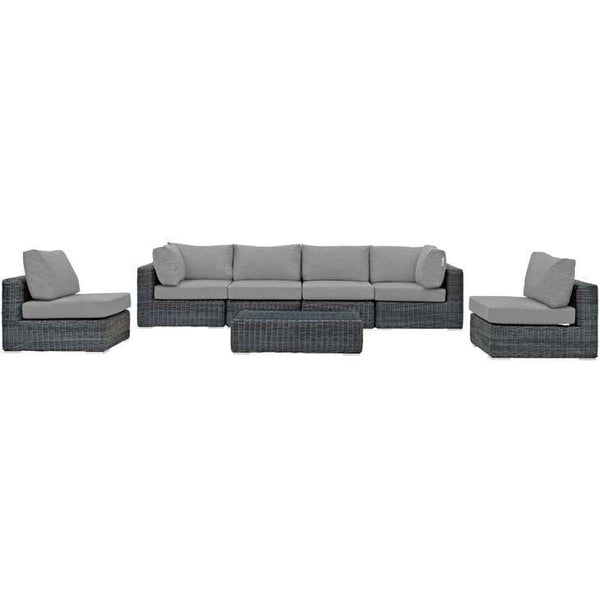 Modway Summon 7 Piece Outdoor Patio Sunbrella Sectional Set - EEI-1897 | Outdoor Sofas, Loveseats & Sectionals | Modishstore-25