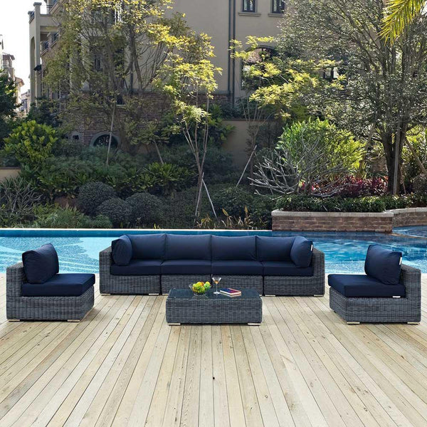 Modway Summon 7 Piece Outdoor Patio Sunbrella Sectional Set - EEI-1897 | Outdoor Sofas, Loveseats & Sectionals | Modishstore-7