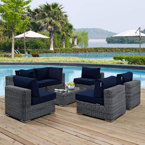 Modway Summon 7 Piece Outdoor Patio Sunbrella Sectional Set - EEI-1897 | Outdoor Sofas, Loveseats & Sectionals | Modishstore-15