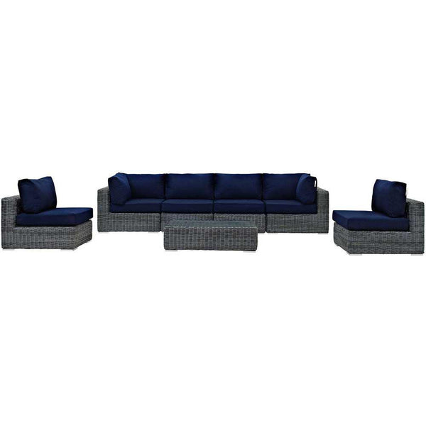 Modway Summon 7 Piece Outdoor Patio Sunbrella Sectional Set - EEI-1897 | Outdoor Sofas, Loveseats & Sectionals | Modishstore-13