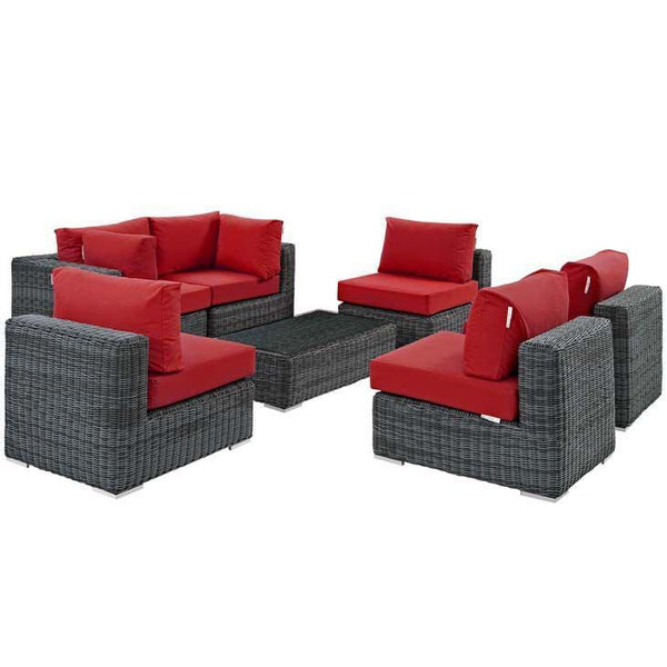 Modway Summon 7 Piece Outdoor Patio Sunbrella Sectional Set - EEI-1897 | Outdoor Sofas, Loveseats & Sectionals | Modishstore-38