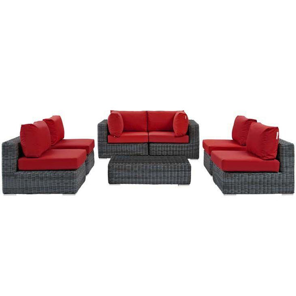 Modway Summon 7 Piece Outdoor Patio Sunbrella Sectional Set - EEI-1897 | Outdoor Sofas, Loveseats & Sectionals | Modishstore-37