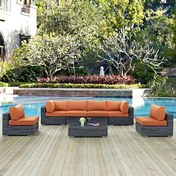 Modway Summon 7 Piece Outdoor Patio Sunbrella Sectional Set - EEI-1897 | Outdoor Sofas, Loveseats & Sectionals | Modishstore-21