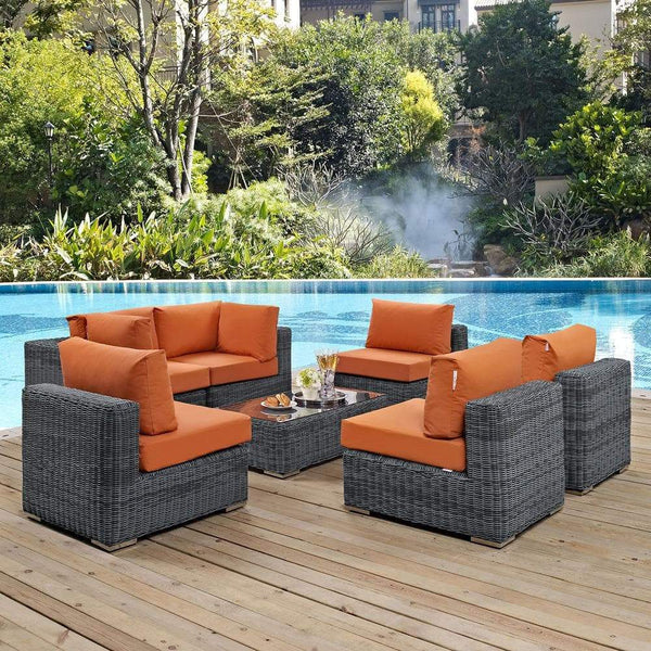 Modway Summon 7 Piece Outdoor Patio Sunbrella Sectional Set - EEI-1897 | Outdoor Sofas, Loveseats & Sectionals | Modishstore-23