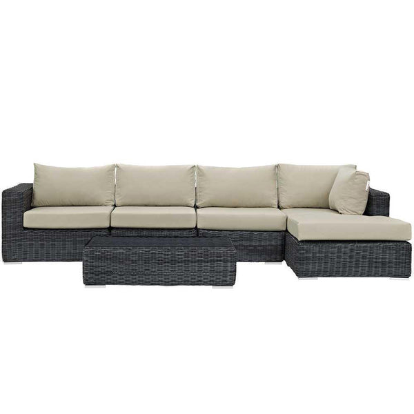 Modway Summon 5 Piece Outdoor Patio Sunbrella Sectional Set - EEI-1900 | Outdoor Sofas, Loveseats & Sectionals | Modishstore-3