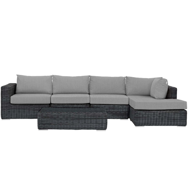 Modway Summon 5 Piece Outdoor Patio Sunbrella Sectional Set - EEI-1900 | Outdoor Sofas, Loveseats & Sectionals | Modishstore-25