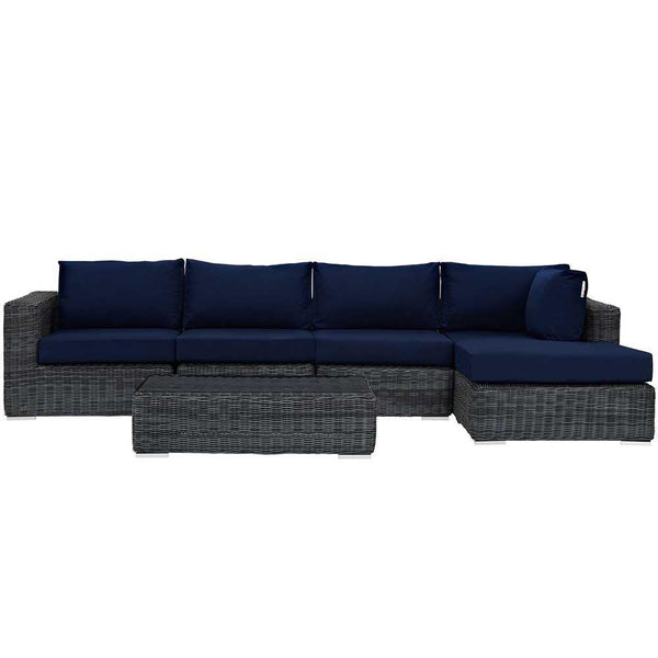 Modway Summon 5 Piece Outdoor Patio Sunbrella Sectional Set - EEI-1900 | Outdoor Sofas, Loveseats & Sectionals | Modishstore-8