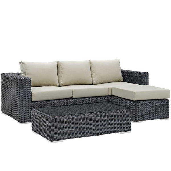 Modway Summon 3 Piece Outdoor Patio Sunbrella Sectional Set - EEI-1903 | Outdoor Sofas, Loveseats & Sectionals | Modishstore-5