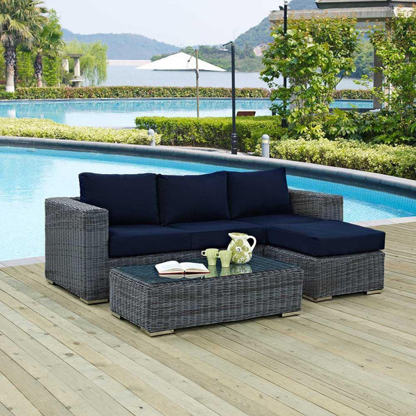 Modway Summon 3 Piece Outdoor Patio Sunbrella Sectional Set - EEI-1903 | Outdoor Sofas, Loveseats & Sectionals | Modishstore