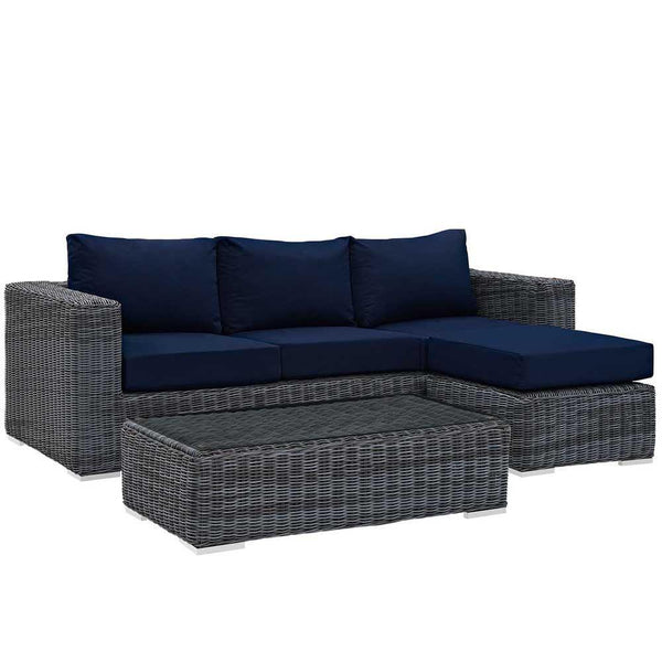 Modway Summon 3 Piece Outdoor Patio Sunbrella Sectional Set - EEI-1903 | Outdoor Sofas, Loveseats & Sectionals | Modishstore-2