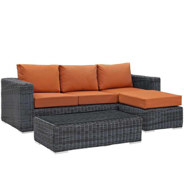 Modway Summon 3 Piece Outdoor Patio Sunbrella Sectional Set - EEI-1903 | Outdoor Sofas, Loveseats & Sectionals | Modishstore-9