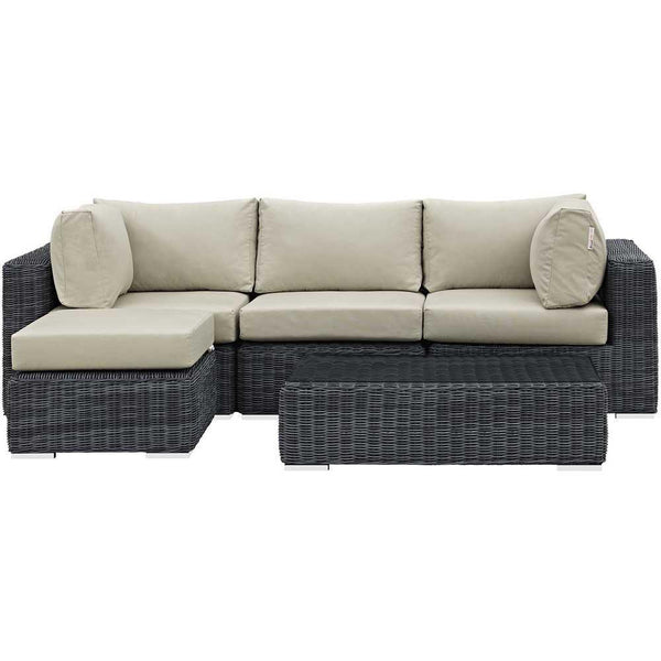 Modway Summon 5 Piece Outdoor Patio Sunbrella Sectional Set - EEI-1904 | Outdoor Sofas, Loveseats & Sectionals | Modishstore-4