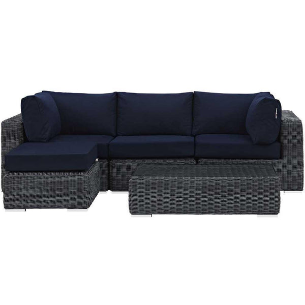 Modway Summon 5 Piece Outdoor Patio Sunbrella Sectional Set - EEI-1904 | Outdoor Sofas, Loveseats & Sectionals | Modishstore-8