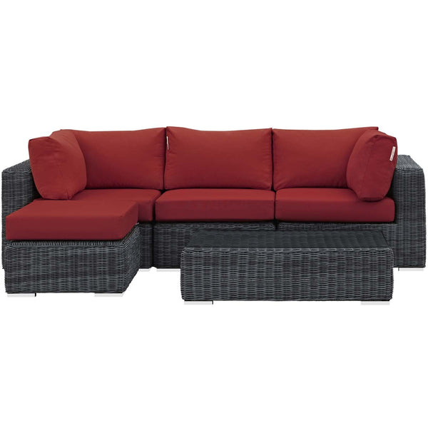 Modway Summon 5 Piece Outdoor Patio Sunbrella Sectional Set - EEI-1904 | Outdoor Sofas, Loveseats & Sectionals | Modishstore-22