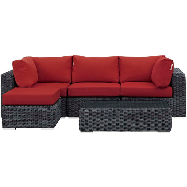 Modway Summon 5 Piece Outdoor Patio Sunbrella Sectional Set - EEI-1904 | Outdoor Sofas, Loveseats & Sectionals | Modishstore-23