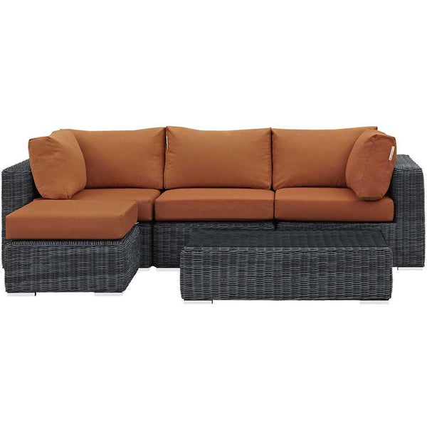 Modway Summon 5 Piece Outdoor Patio Sunbrella Sectional Set - EEI-1904 | Outdoor Sofas, Loveseats & Sectionals | Modishstore-11